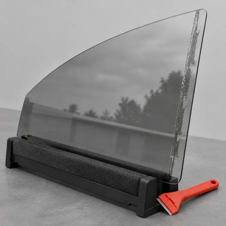 Refined methods to remove window tint adhesive from luxury car glass without damage